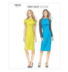 8918 EZ VOGUE STRETCH KNIT SS-LS PULLOVER DRESS PATTERN 6-14